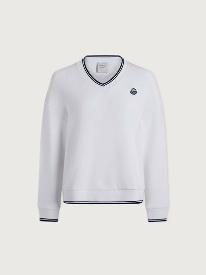 Iona V Neck Sweat White/ Navy - Varley