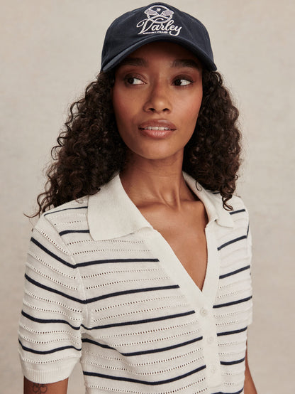 Wren Knit Polo White/ Blue Nights - Varley