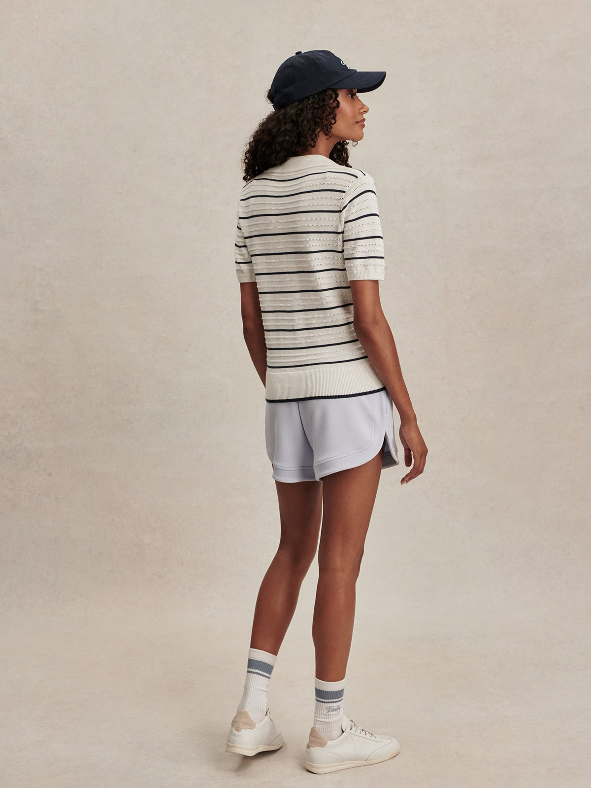 Wren Knit Polo White/ Blue Nights - Varley
