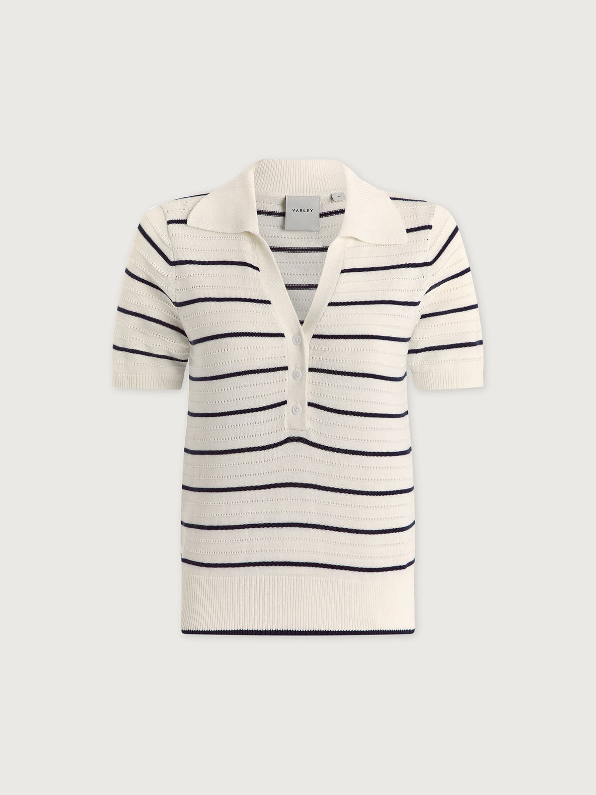 Wren Knit Polo White/ Blue Nights - Varley