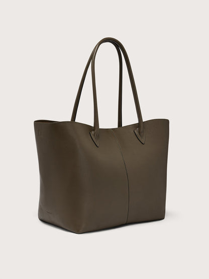 Loene Tote Bag Medium Leather - Refined Everyday Style Dark Olive - Varley