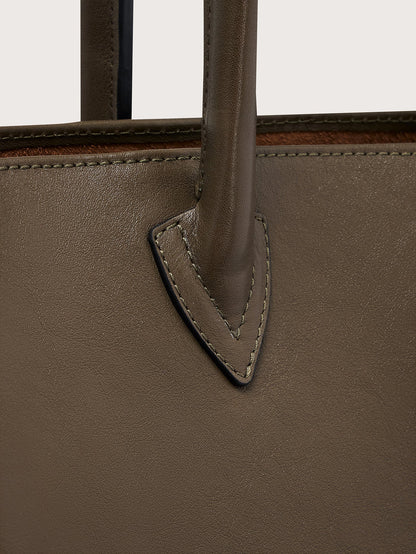 Loene Tote Bag Medium Leather - Refined Everyday Style Dark Olive - Varley