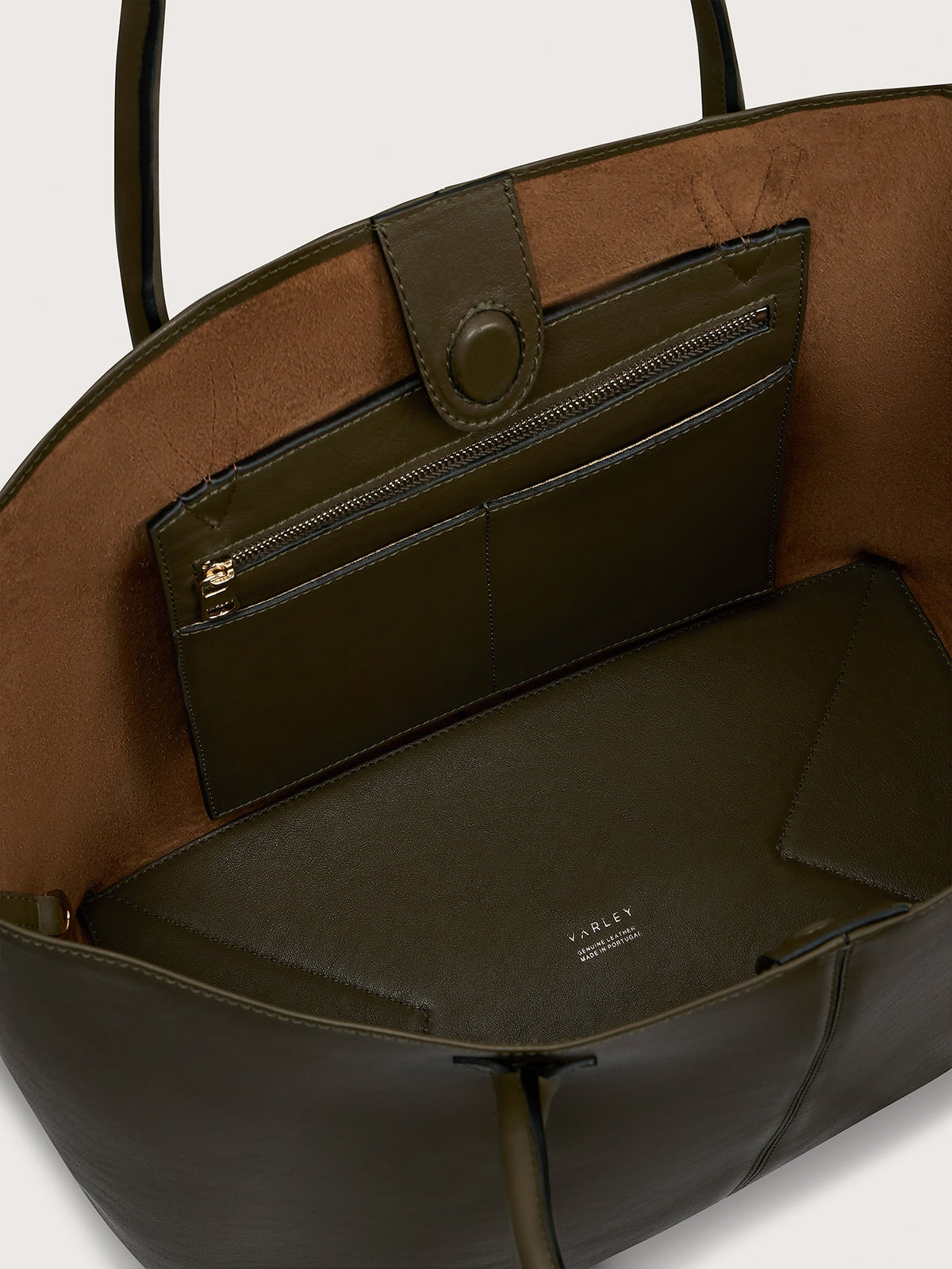 Loene Tote Bag Medium Leather - Refined Everyday Style Dark Olive - Varley