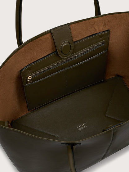 Loene Tote Bag Medium Leather - Refined Everyday Style Dark Olive - Varley