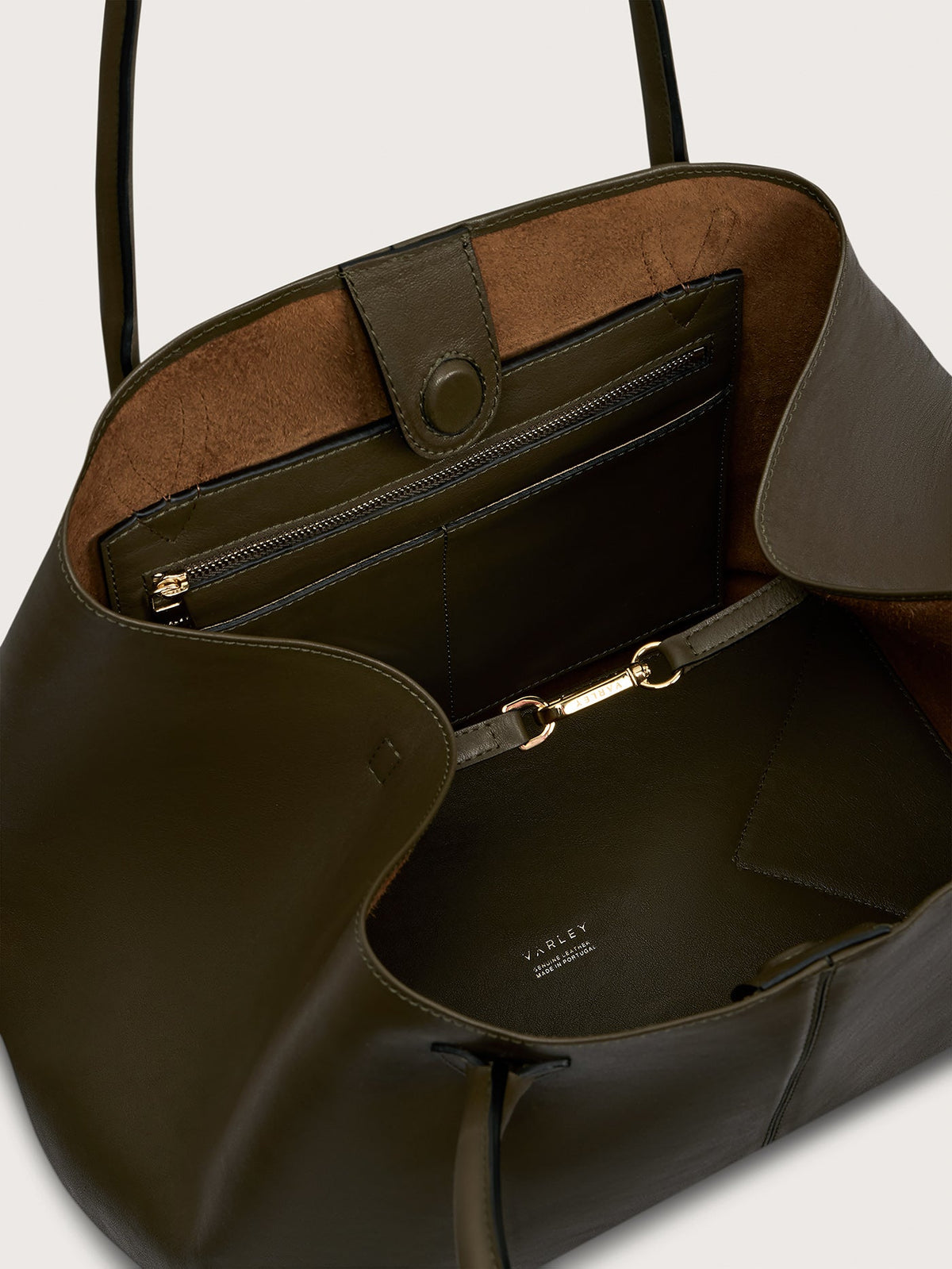 Loene Tote Bag Medium Leather - Refined Everyday Style Dark Olive - Varley