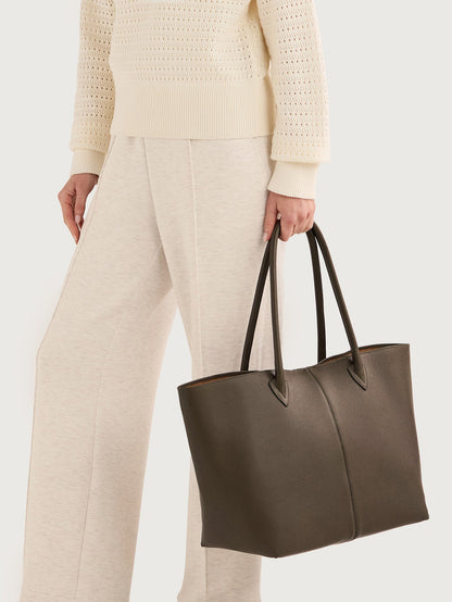 Loene Tote Bag Medium Leather - Refined Everyday Style Dark Olive - Varley