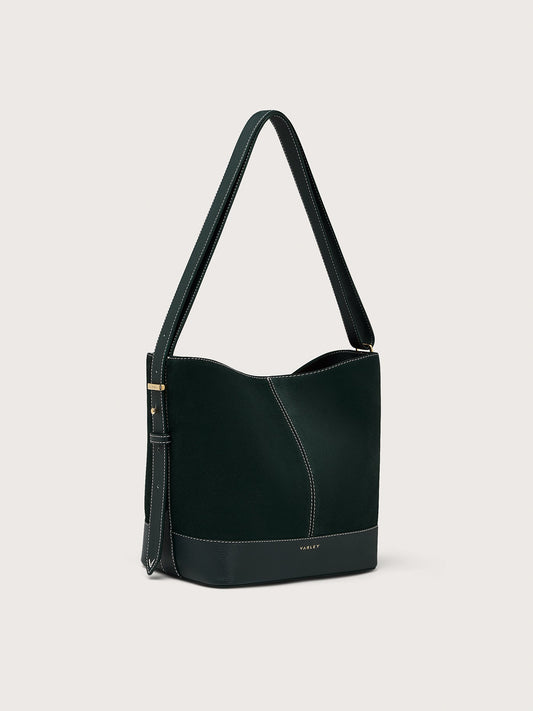 Heath Bucket Bag Medium Suede - Modern Suede Bucket Bag Forest - Varley