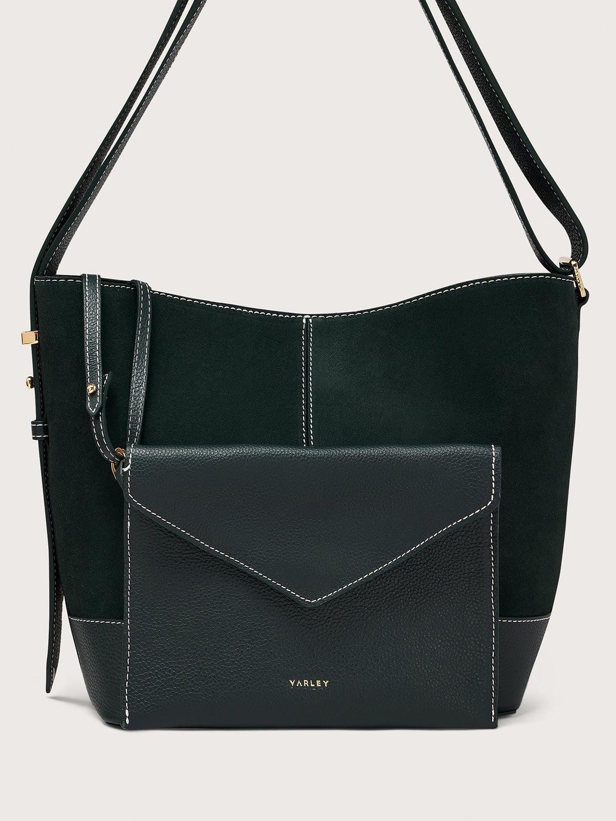 Heath Bucket Bag Medium Suede - Modern Suede Bucket Bag Forest - Varley
