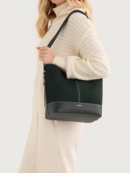 Heath Bucket Bag Medium Suede - Modern Suede Bucket Bag Forest - Varley