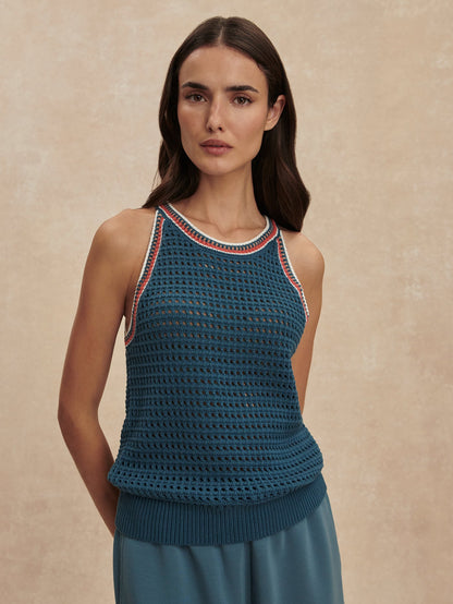 Aberg Halter Knit Top Heron Blue - Varley