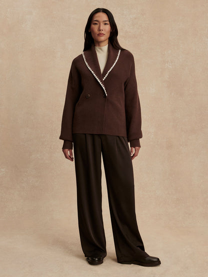 Totley Shawl Collar Knit Coffee Bean - Varley