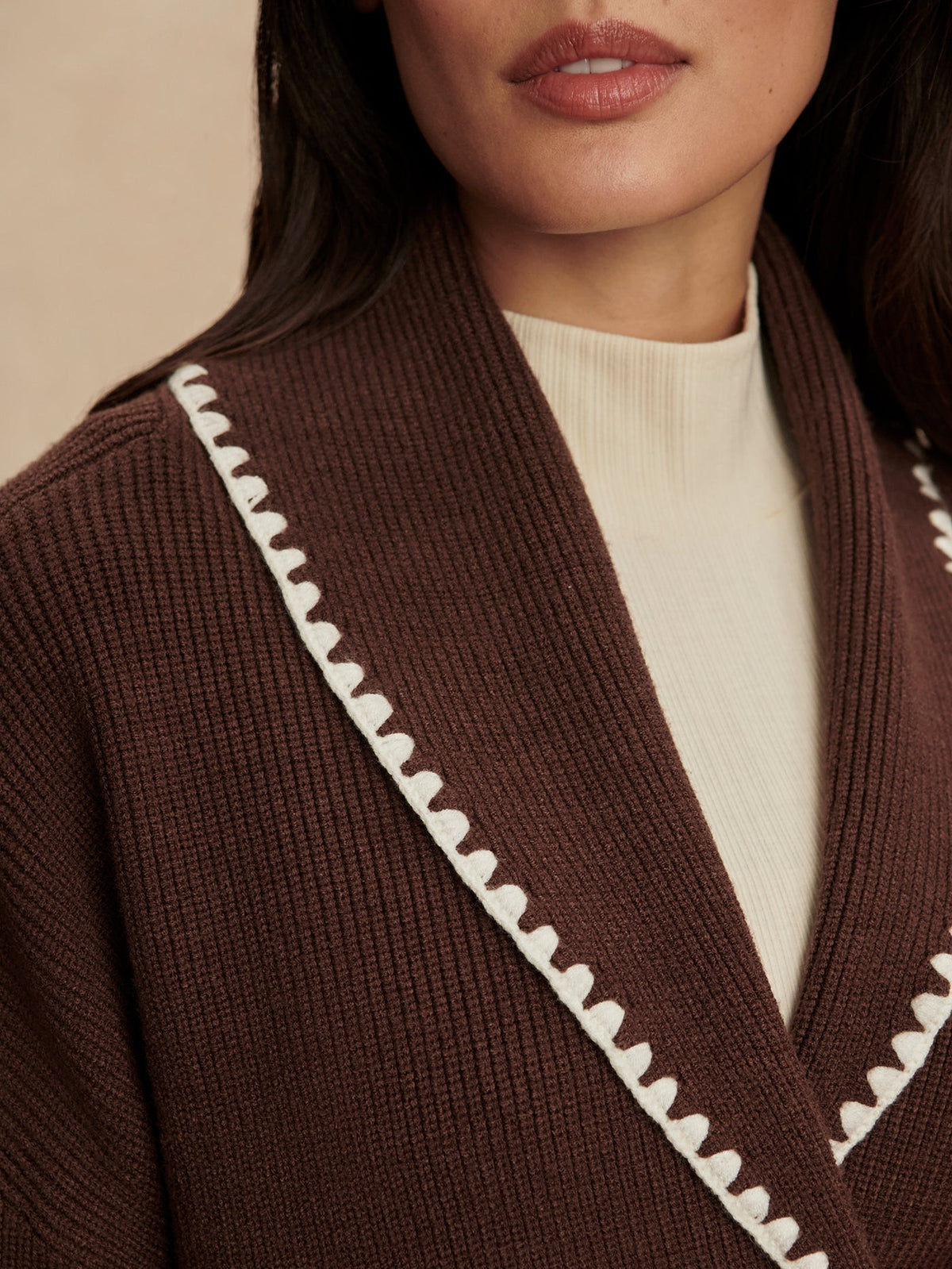 Totley Shawl Collar Knit Coffee Bean - Varley