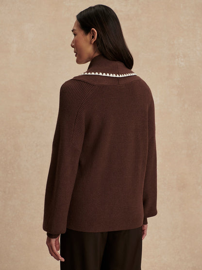 Totley Shawl Collar Knit Coffee Bean - Varley