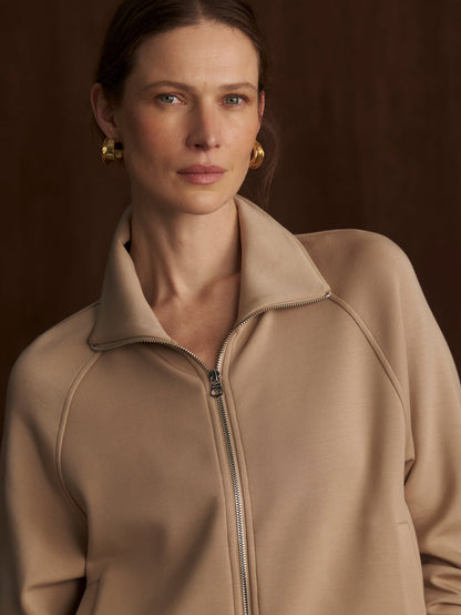Tyde Zip Through Sweat Light Taupe - Varley