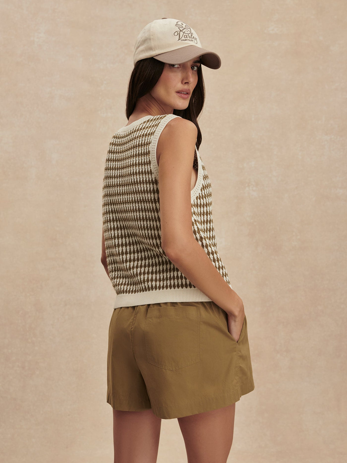 Aura Knit Top Egret/ Golden Olive - Varley