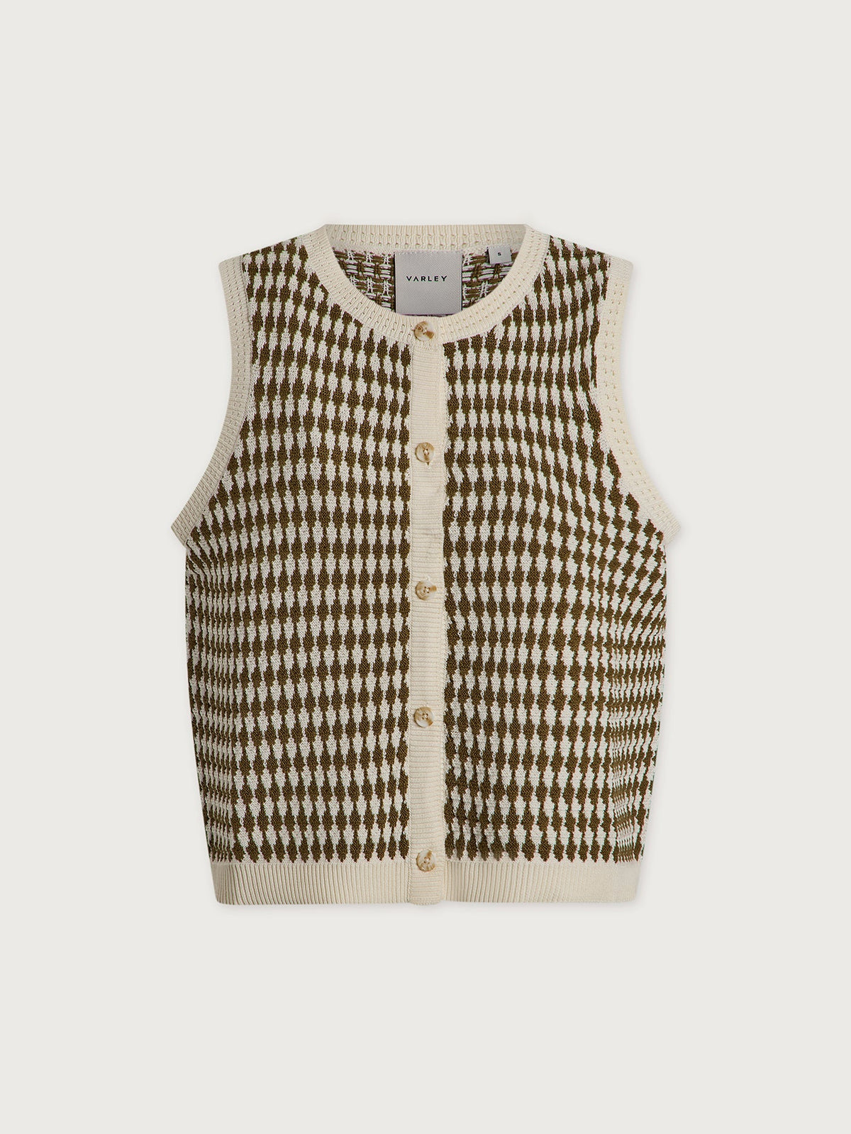 Aura Knit Top Egret/ Golden Olive - Varley