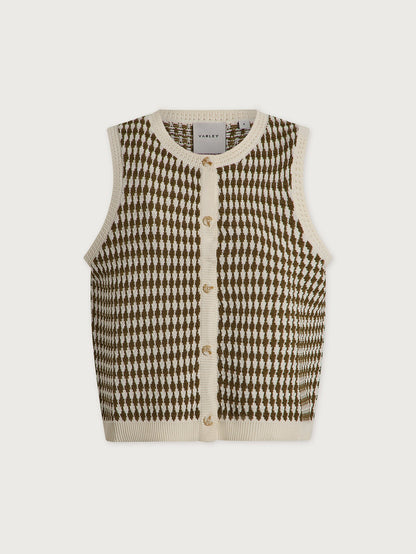 Aura Knit Top Egret/ Golden Olive - Varley