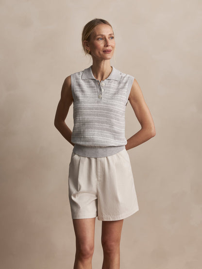 Dannah Stripe Knit Top Light Grey Marl - Varley
