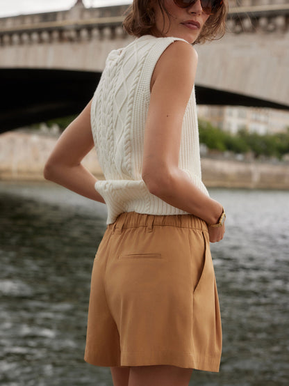 Tatyana Cable Knit Vest Egret - Varley