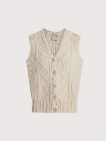 Tatyana Cable Knit Vest Egret - Varley