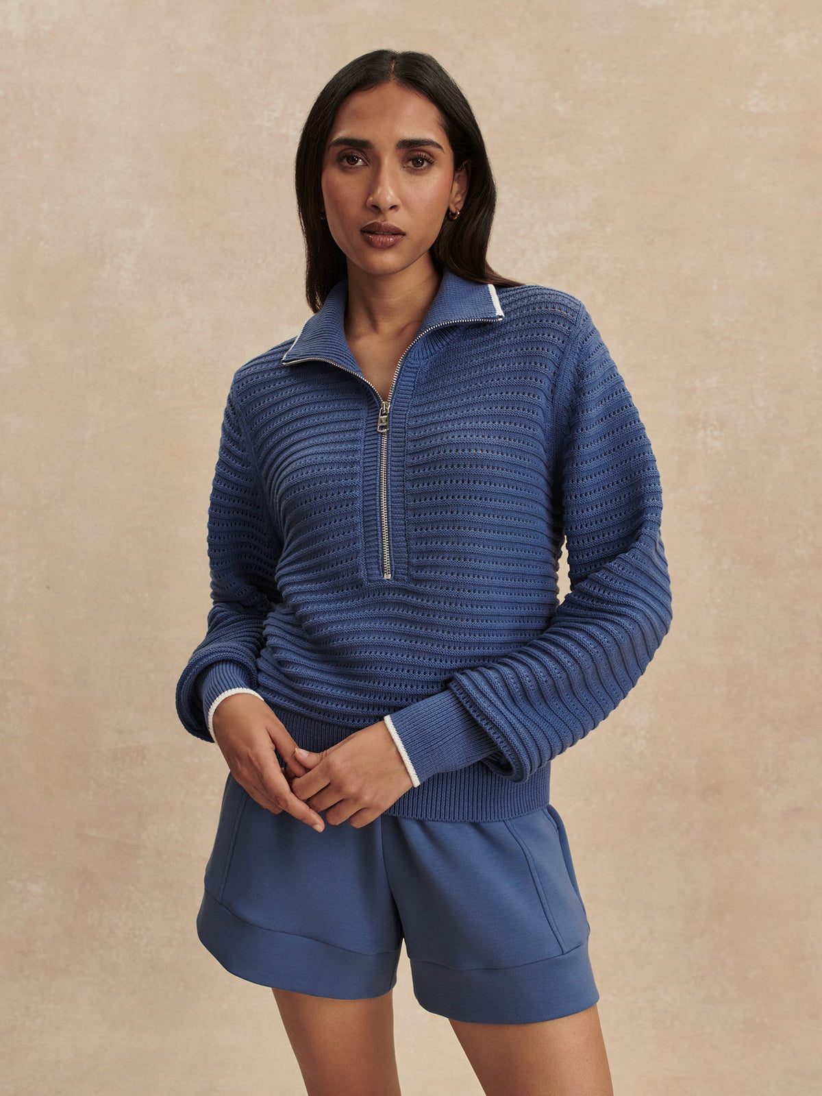 Morwenna Half Zip Knit Bijou Blue - Varley