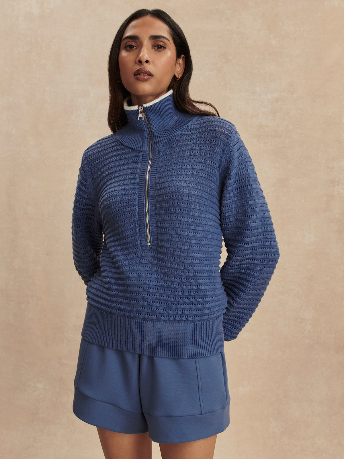 Morwenna Half Zip Knit Bijou Blue - Varley