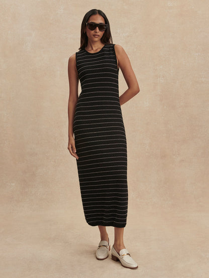 Beesley Stitch Knit Midi Dress Black - Varley