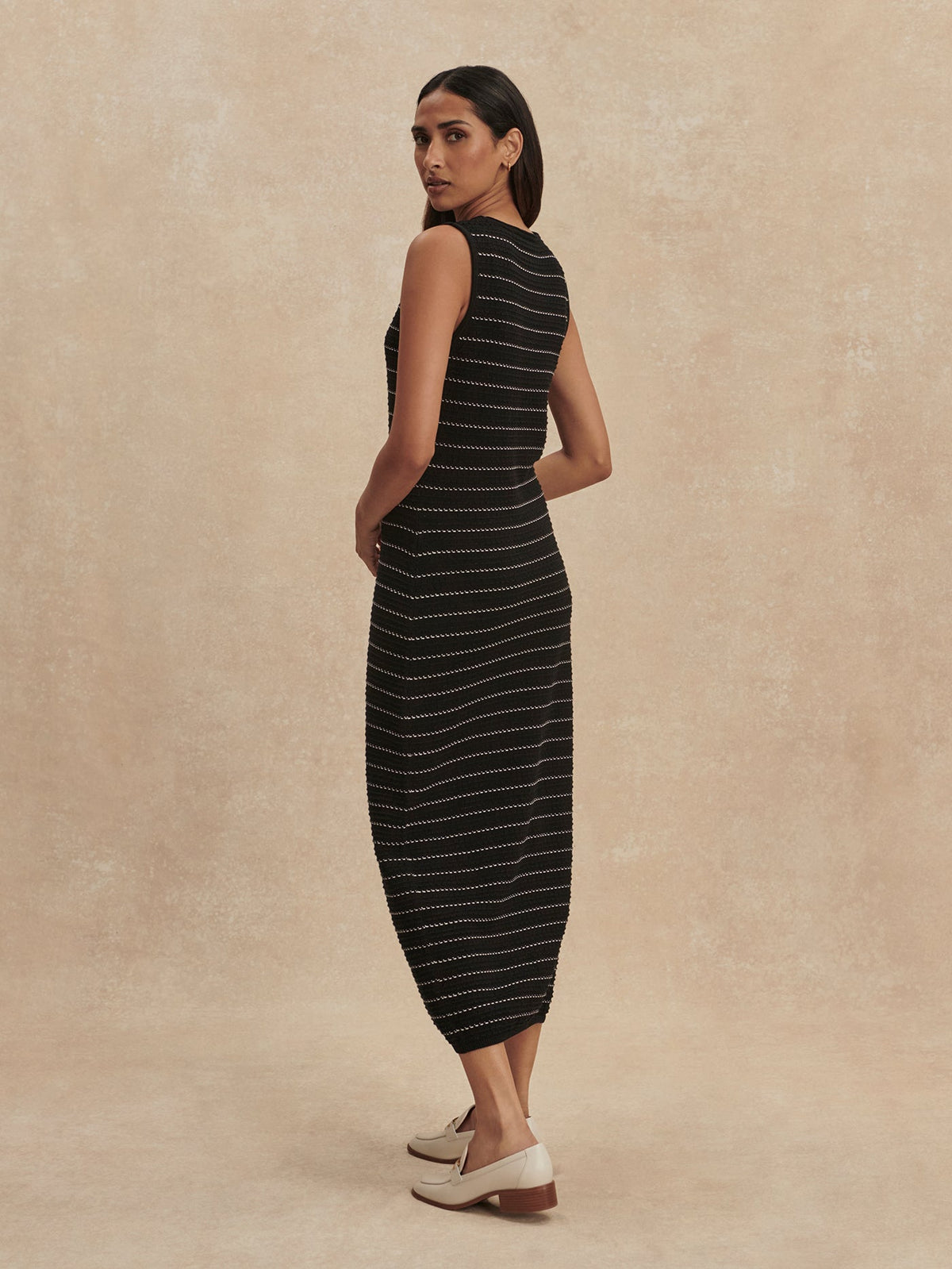 Beesley Stitch Knit Midi Dress Black - Varley