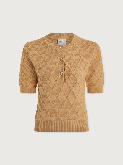 Merryn Diamond Knit Top New Wheat - Varley