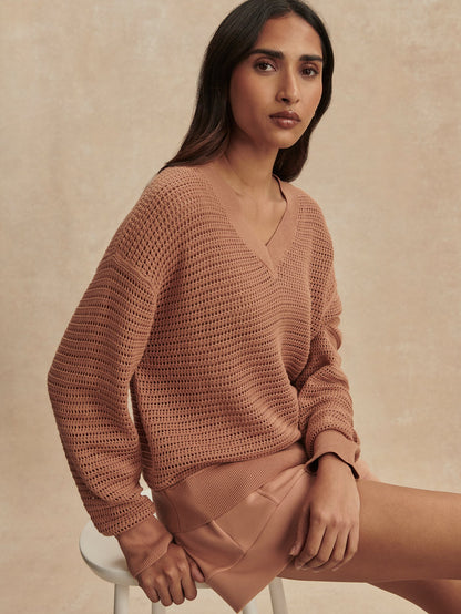 Gaia V Neck Sweater Camel - Varley