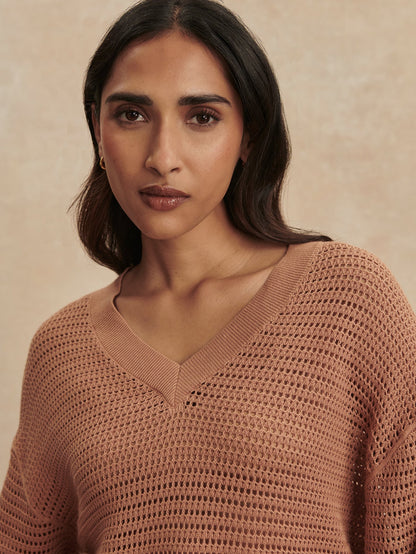 Gaia V Neck Sweater Camel - Varley