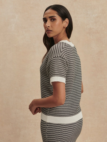 Dora Knit Top 2.0 Snow White/ Black - Varley