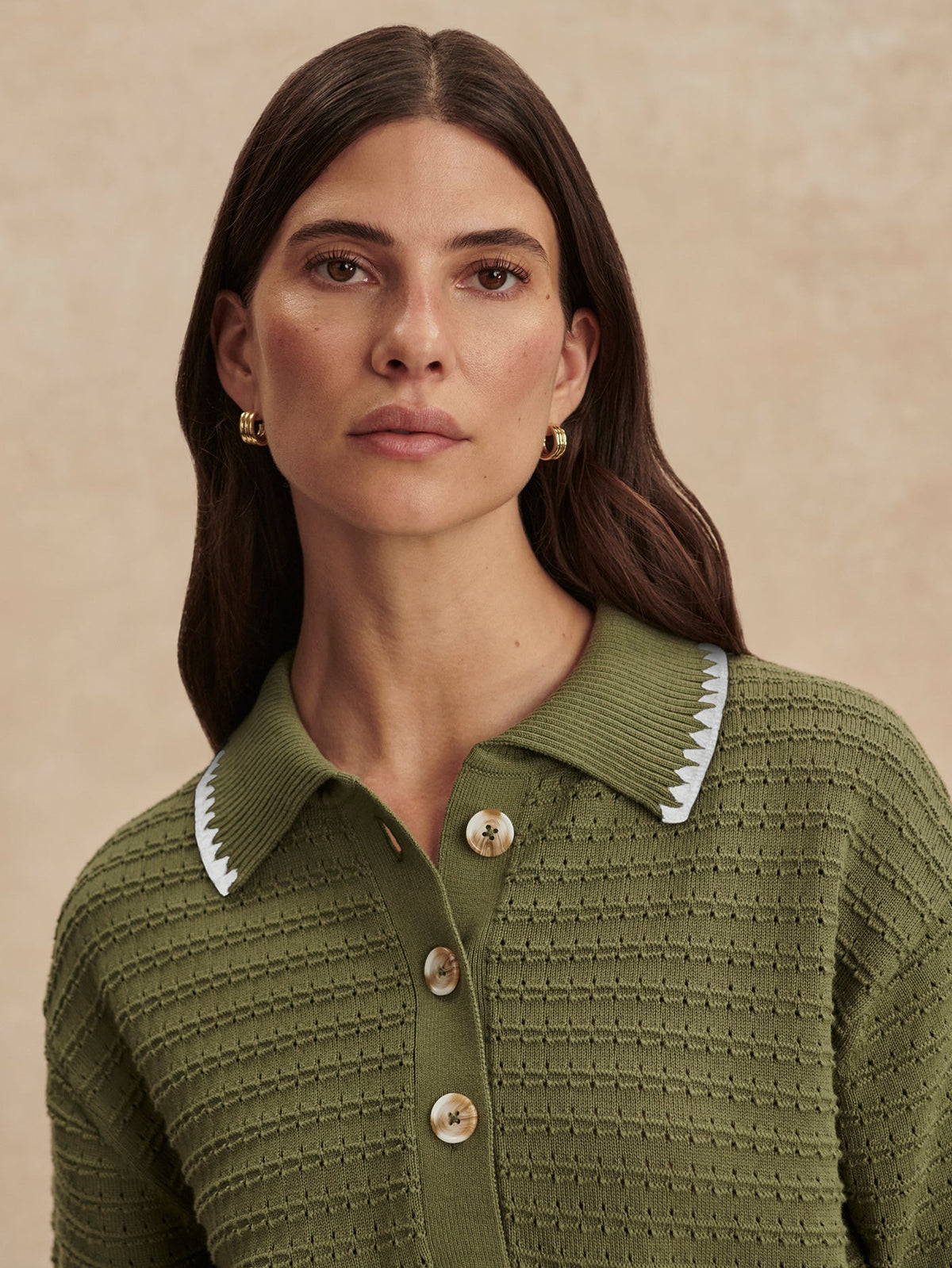 Guilia Polo Knit Top Olivine - Varley