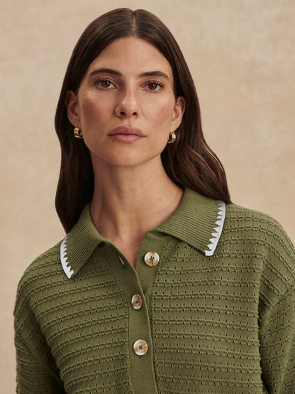 Guilia Polo Knit Top Olivine - Varley