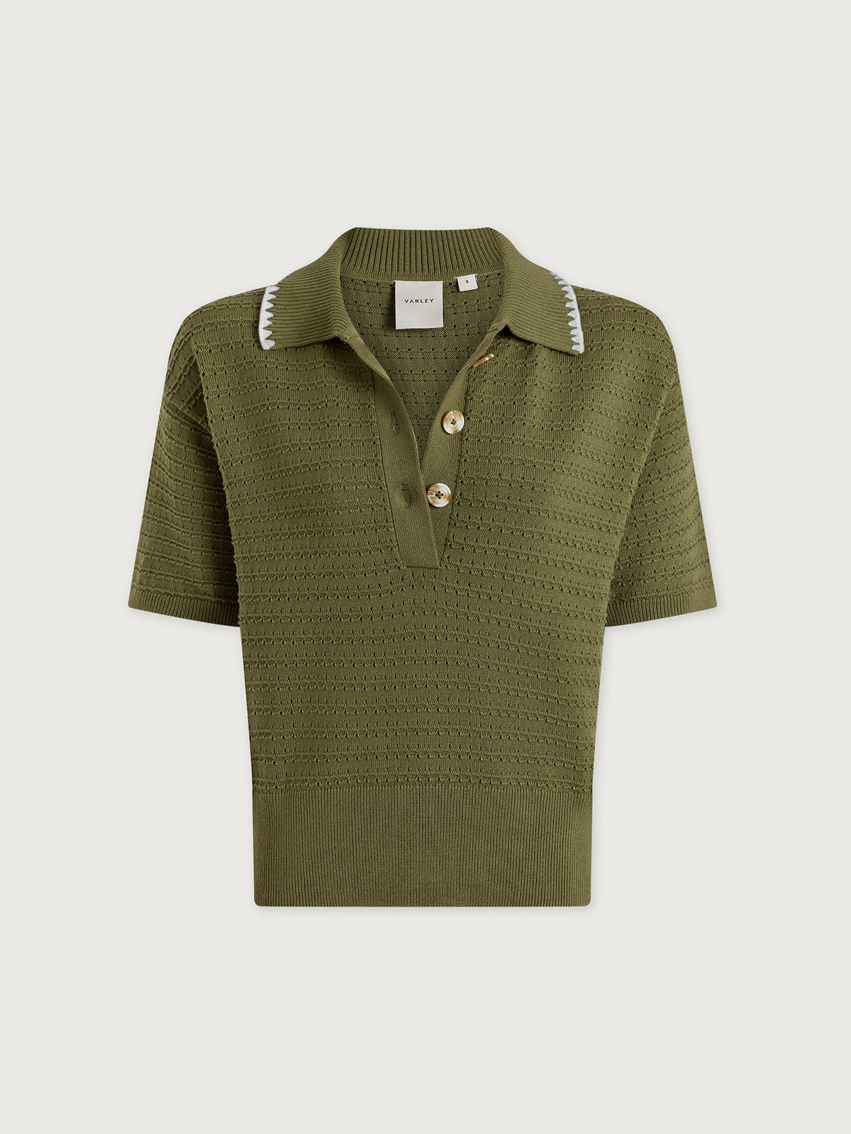 Guilia Polo Knit Top Olivine - Varley