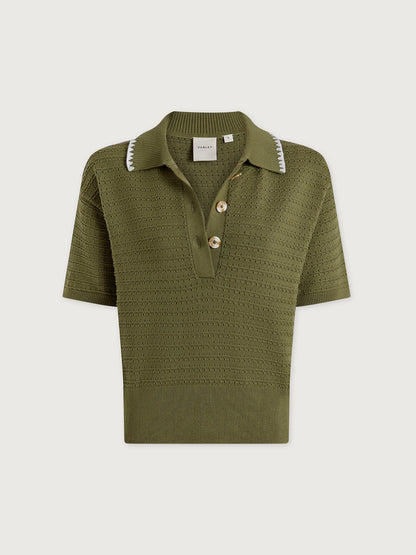 Guilia Polo Knit Top Olivine - Varley
