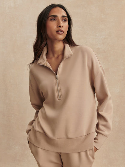 Mavis Mock Neck Sweat Light Taupe - Varley