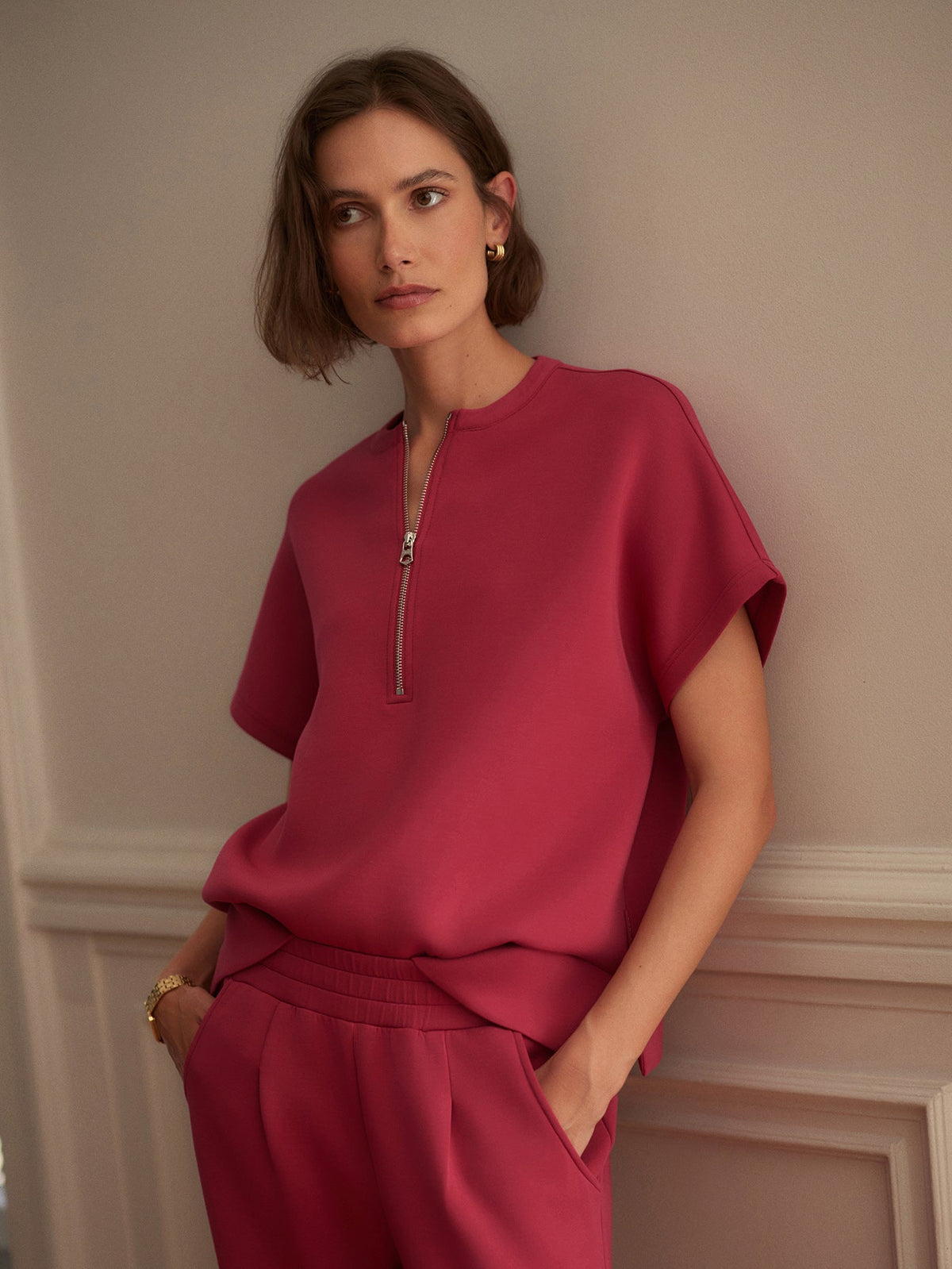 Adria Half Zip Sweat Rich Raspberry - Varley