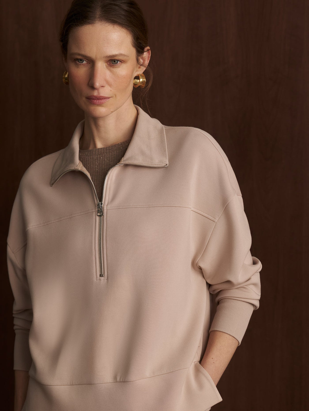 Kayleigh Half Zip Sweat Mushroom - Varley