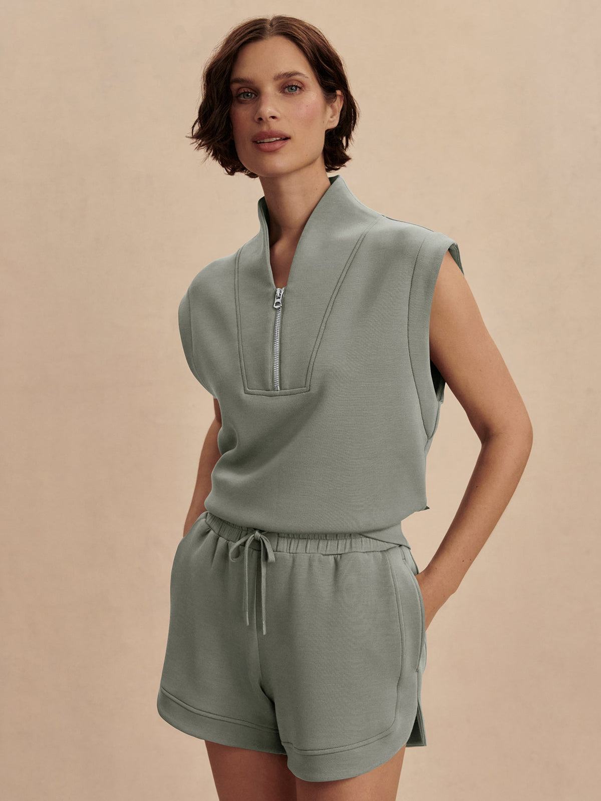 Loretta Half-Zip Sleeveless Sweat | VARLEY US Shadow - Varley