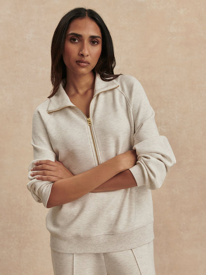 Selene Half Zip Sweat Ivory Marl - Varley
