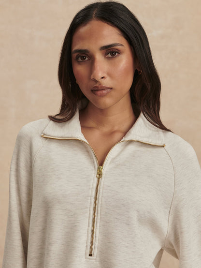 Selene Half Zip Sweat Ivory Marl - Varley