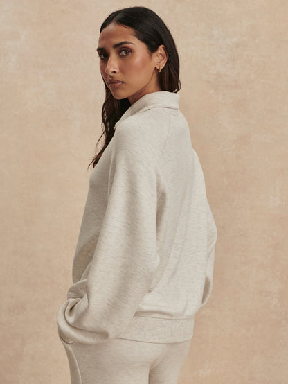 Selene Half Zip Sweat Ivory Marl - Varley