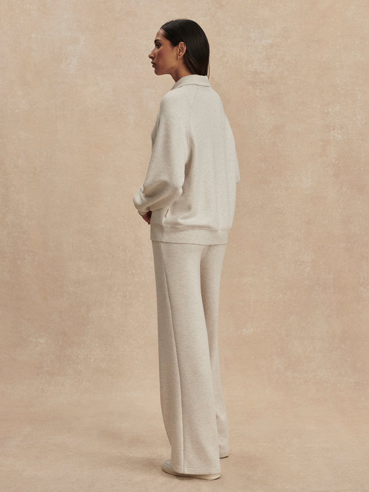 Selene Half Zip Sweat Ivory Marl - Varley