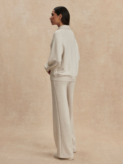 Selene Half Zip Sweat Ivory Marl - Varley