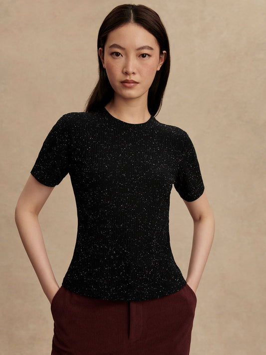 Katrina Fitted Tee Black/ Egret - Varley