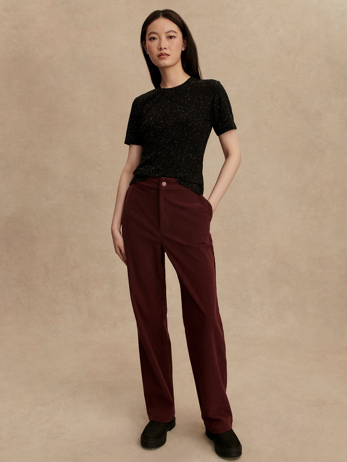 Katrina Fitted Tee Black/ Egret - Varley