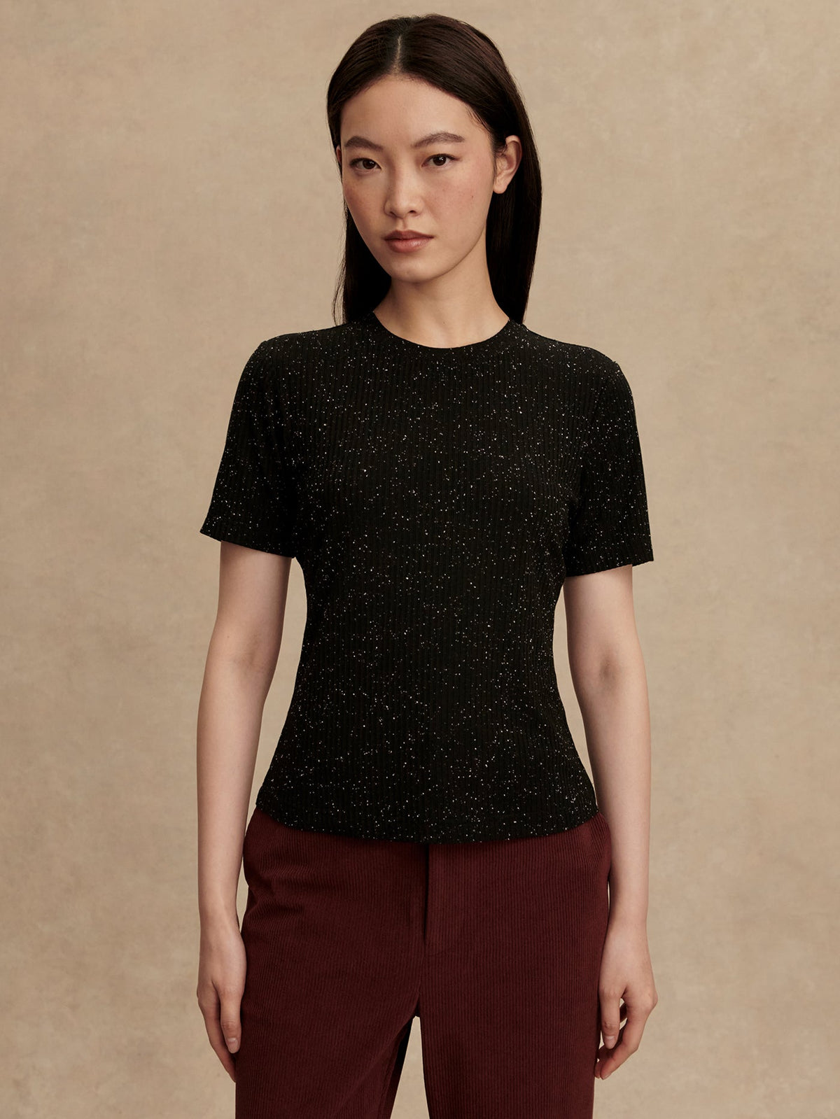 Katrina Fitted Tee Black/ Egret - Varley
