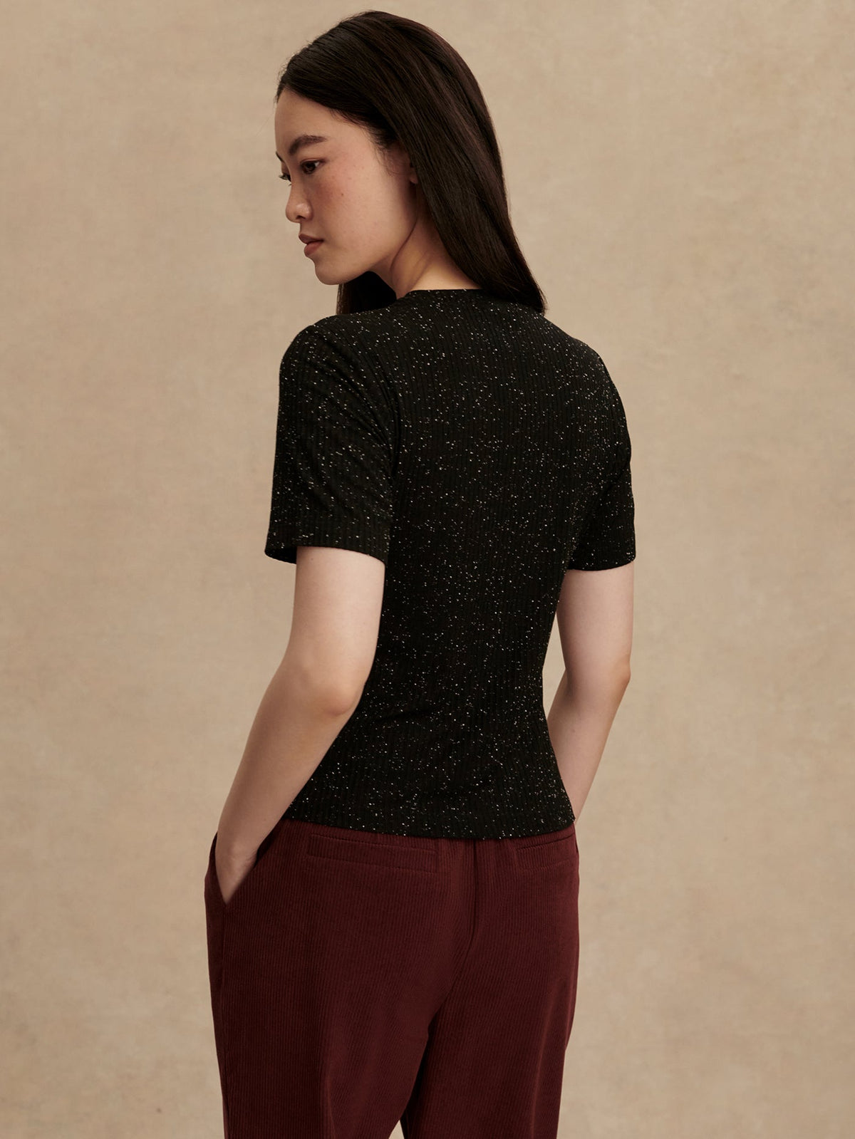 Katrina Fitted Tee Black/ Egret - Varley