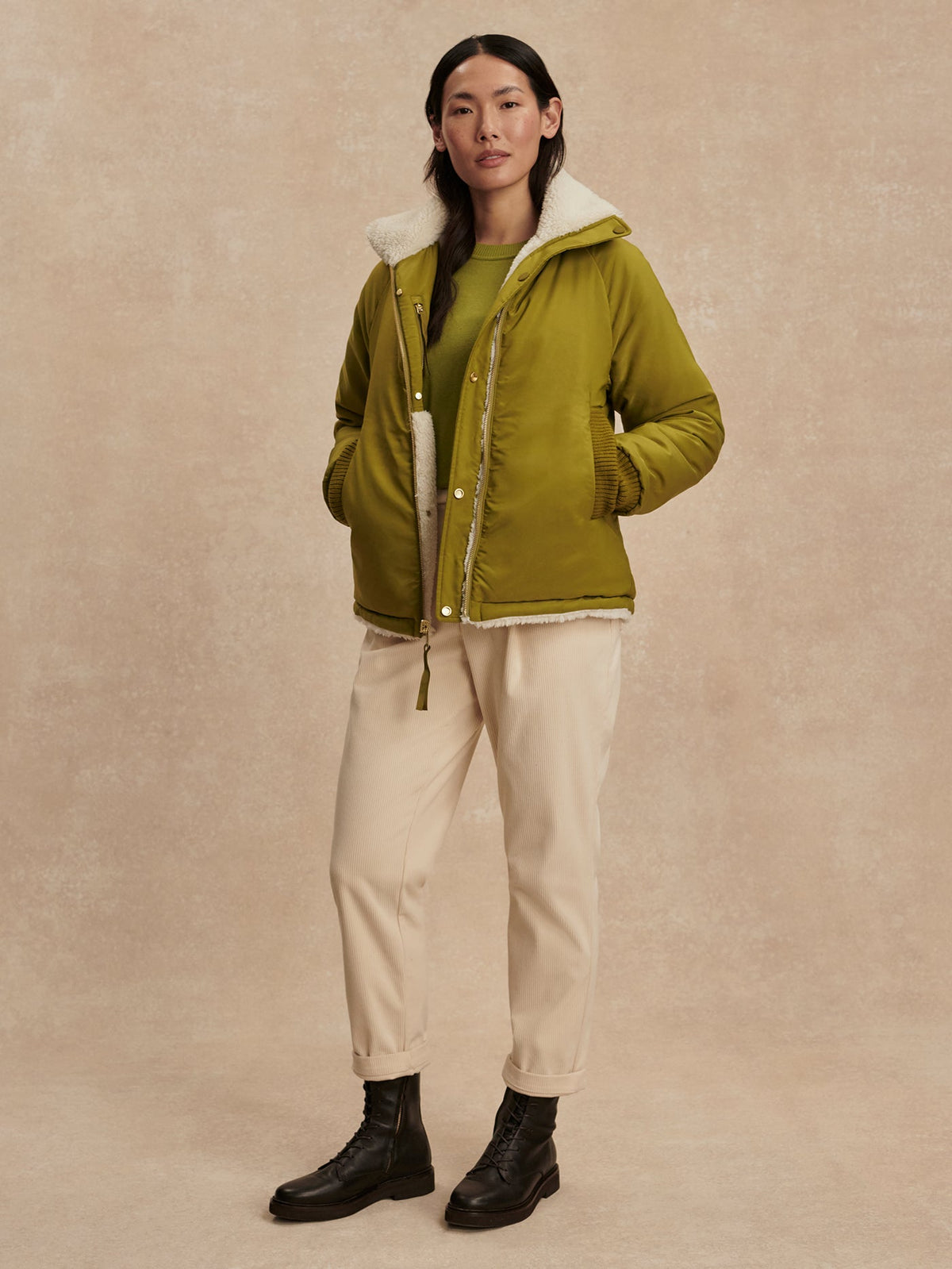 Glover Reversible Jacket Birch/ Bright Moss - Varley